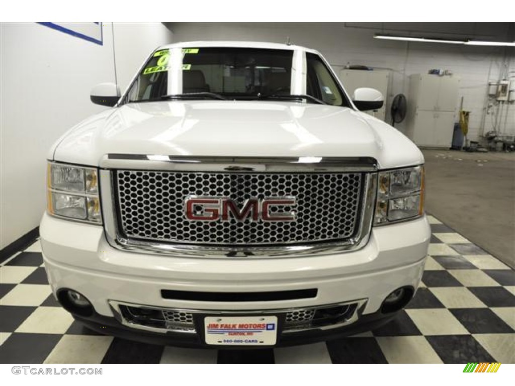 2008 Sierra 1500 Denali Crew Cab AWD - Polar White / Cocoa/Light Cashmere photo #4