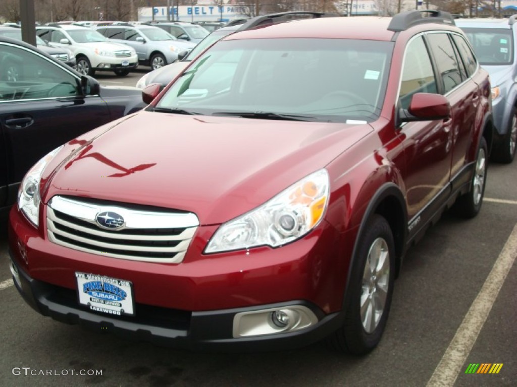 2012 Outback 3.6R Premium - Ruby Red Pearl / Off Black photo #1
