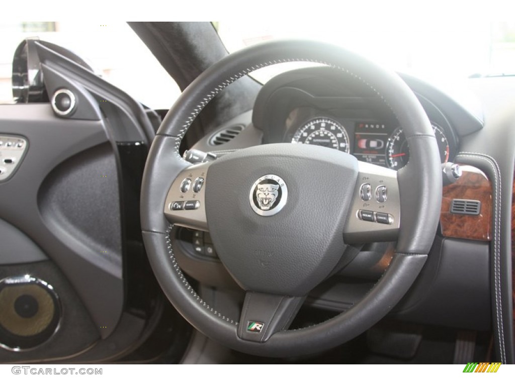 2010 Jaguar XK XKR Coupe Warm Charcoal Steering Wheel Photo #60530185