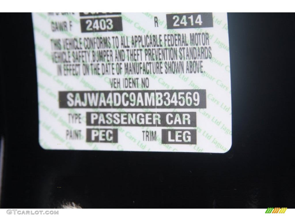 2010 XK Color Code PEC for Ebony Black Photo #60530293
