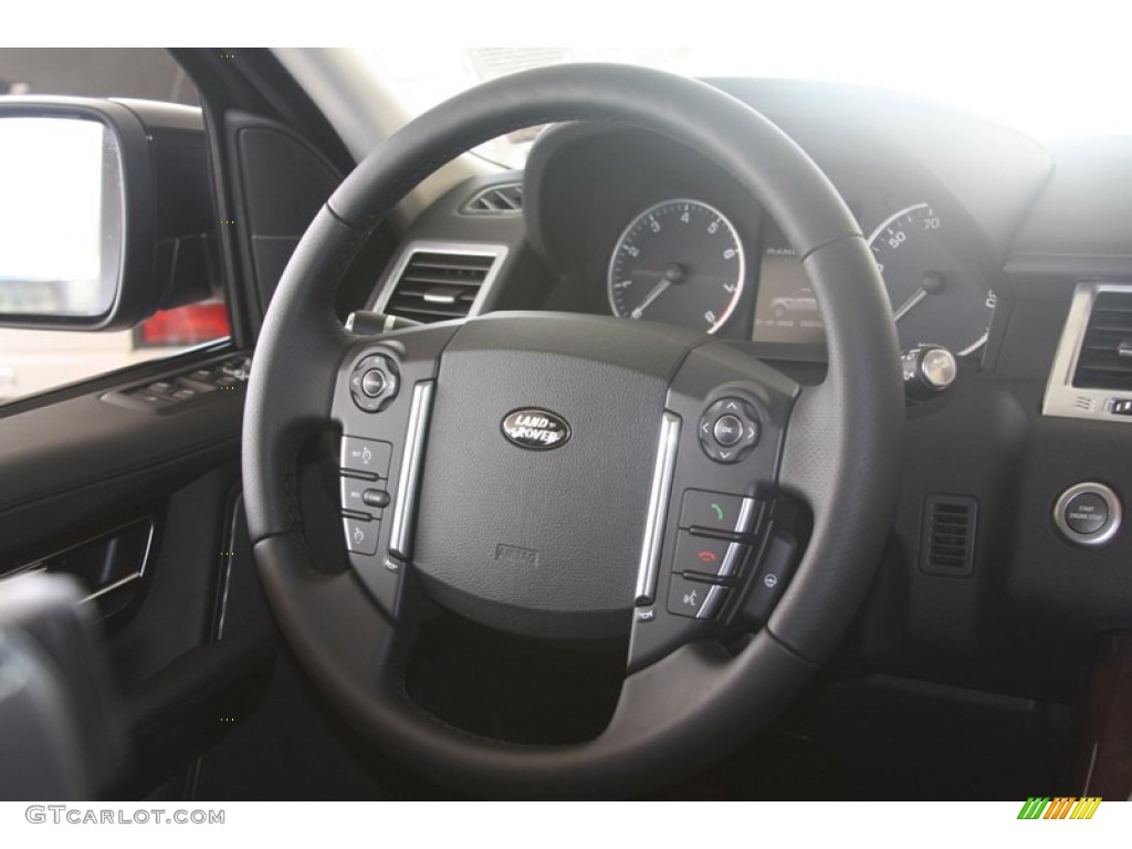 2012 Land Rover Range Rover Sport HSE LUX Ebony Steering Wheel Photo #60531274