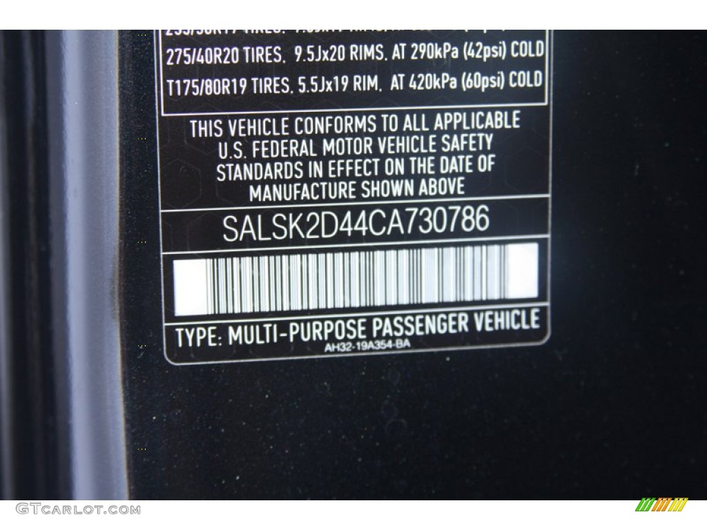 2012 Land Rover Range Rover Sport HSE LUX Info Tag Photo #60531292