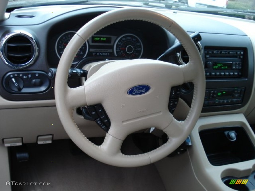 2005 Ford Expedition Eddie Bauer 4x4 Medium Parchment Steering Wheel Photo #60541912