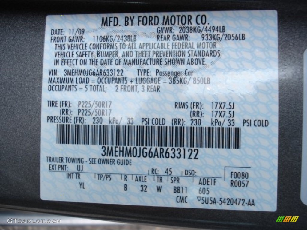 2010 Milan Color Code UJ for Sterling Gray Metallic Photo #60542143
