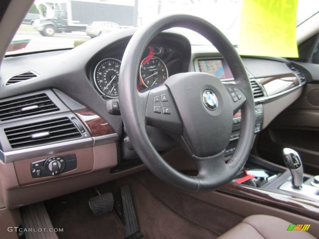 2009 BMW X5 xDrive30i Tobacco Nevada Leather Steering Wheel Photo #60547789