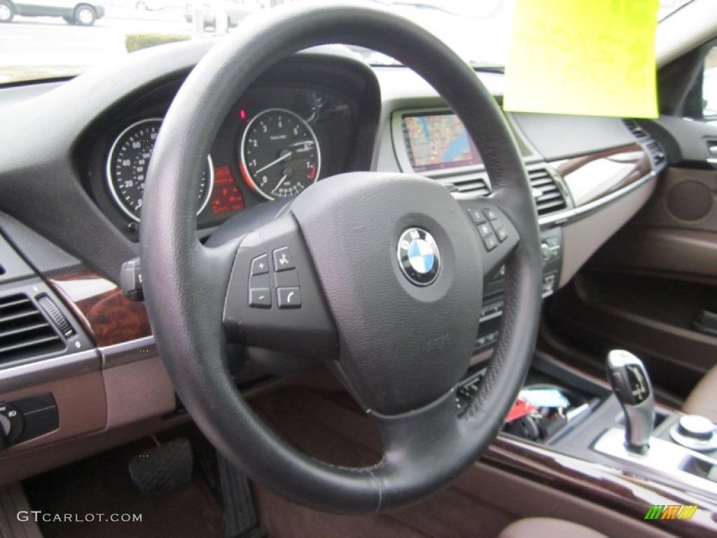2009 BMW X5 xDrive30i Tobacco Nevada Leather Steering Wheel Photo #60547798