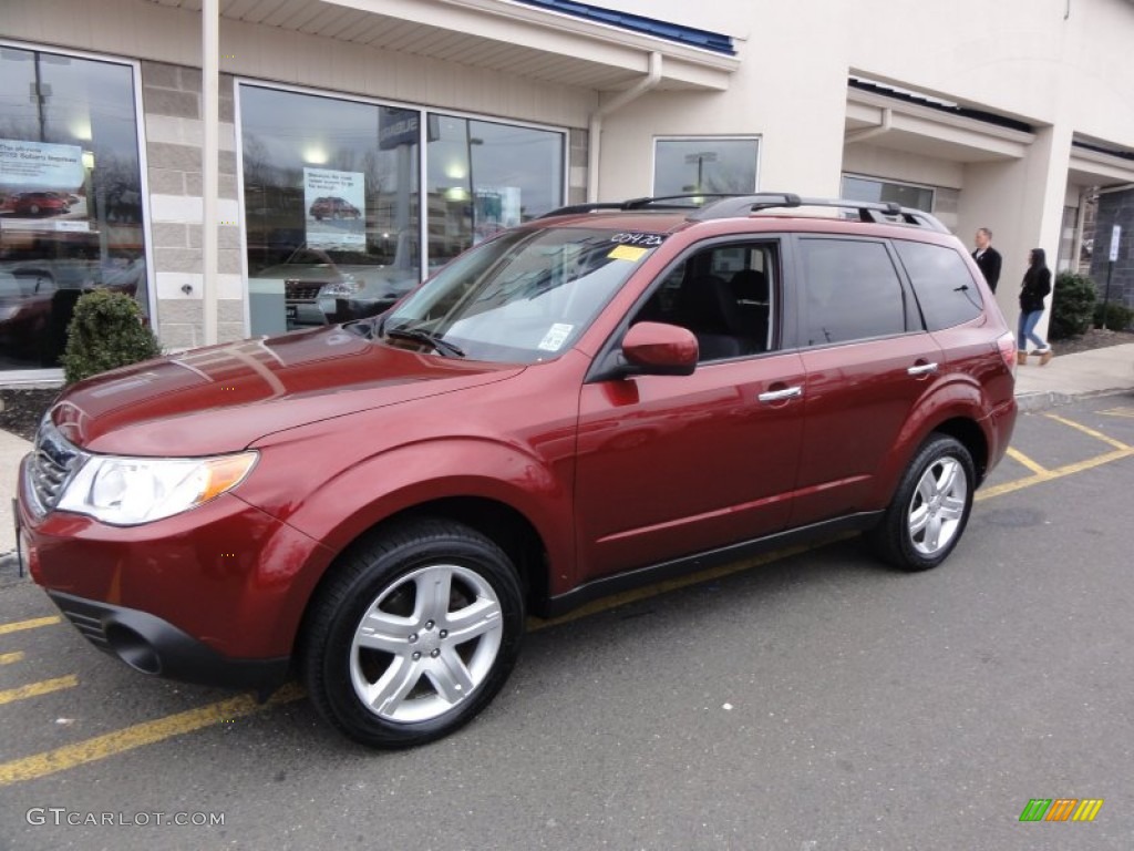 2009 Forester 2.5 X Premium - Camellia Red Pearl / Black photo #2