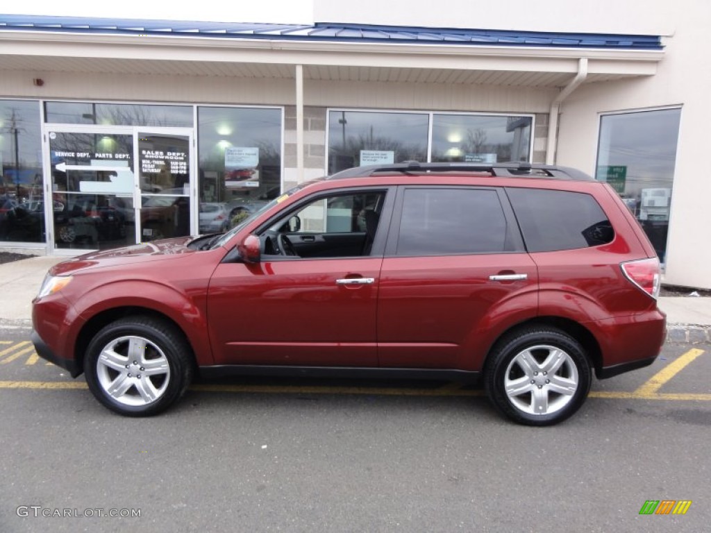 2009 Forester 2.5 X Premium - Camellia Red Pearl / Black photo #3