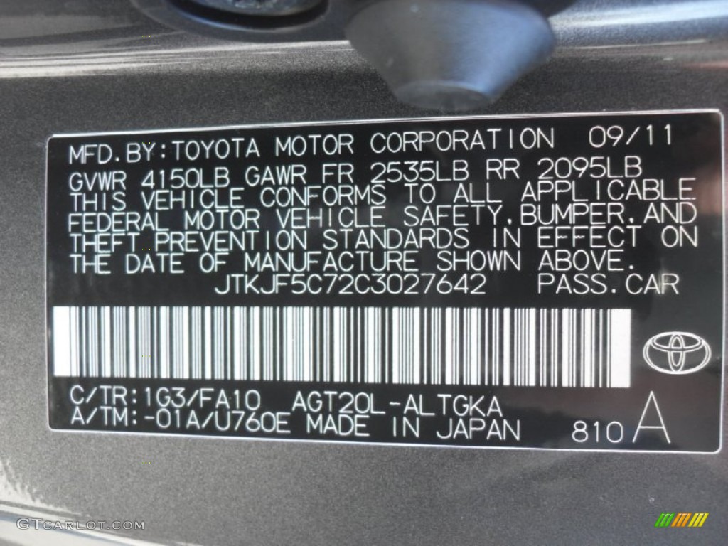 2012 tC Color Code 1G3 for Magnetic Gray Metallic Photo #60552846