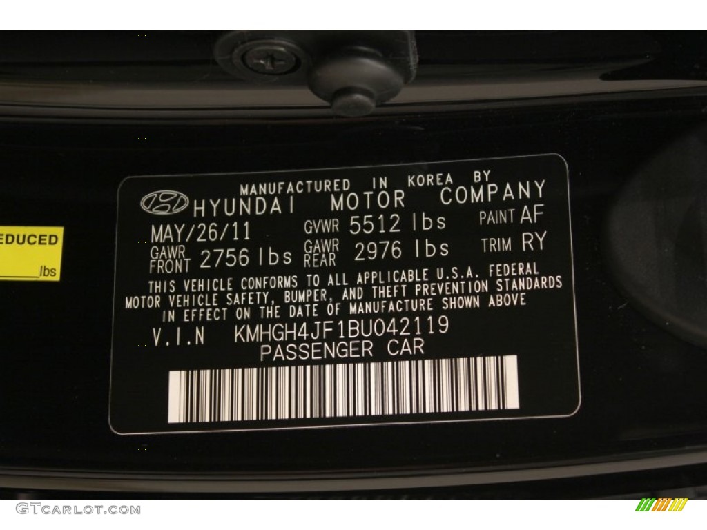 2011 Equus Color Code AF for Black Noir Pearl Photo #60564692