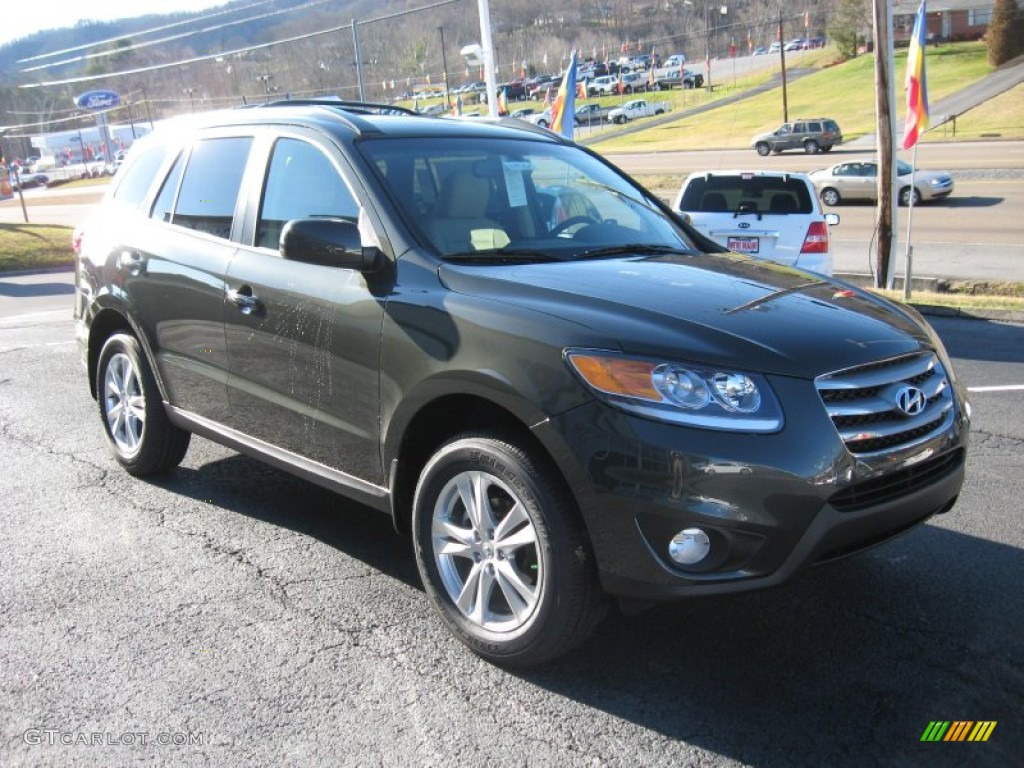 2012 Santa Fe Limited V6 AWD - Black Forest Green / Beige photo #4