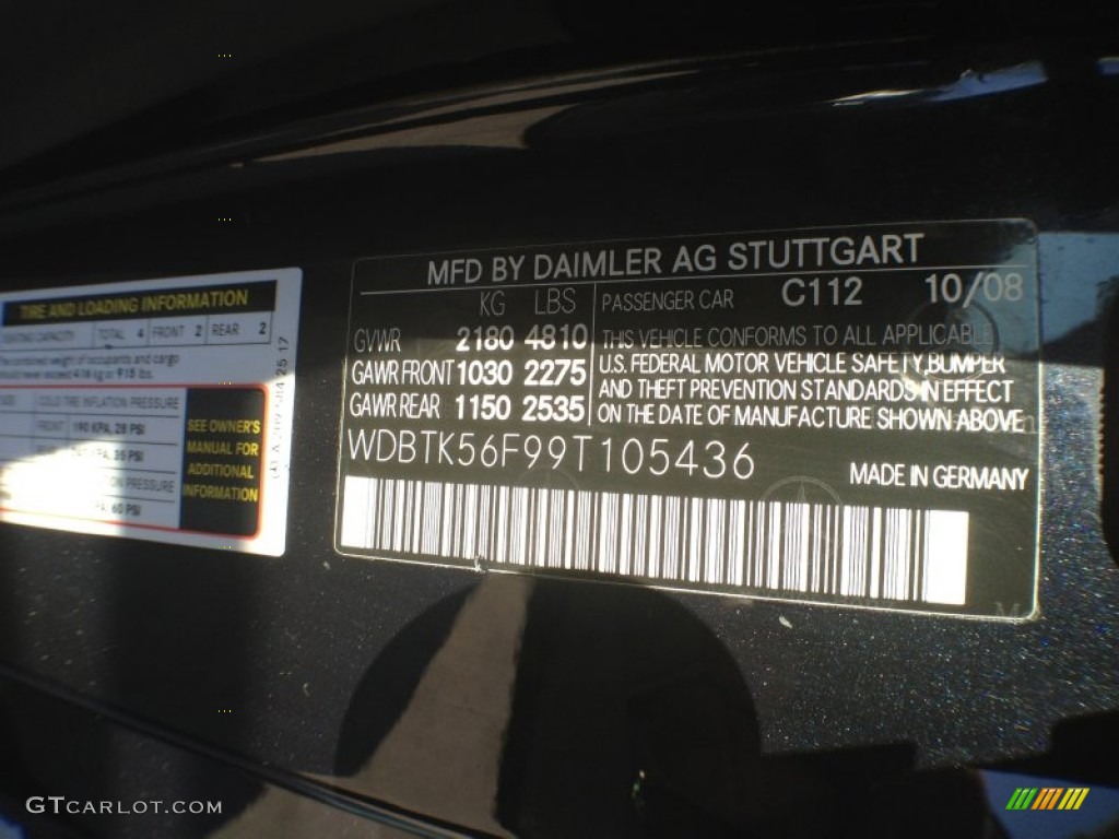 2009 CLK Color Code 112 for Majestic Black Metallic Photo #60567587