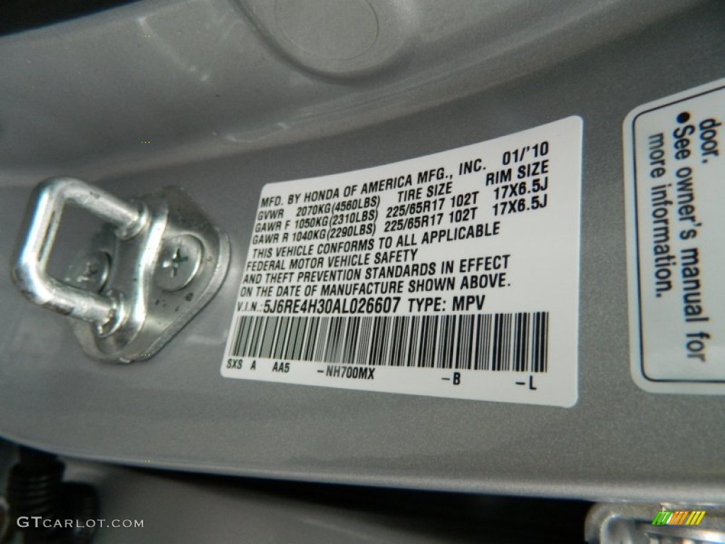 2010 CR-V LX AWD - Alabaster Silver Metallic / Gray photo #28