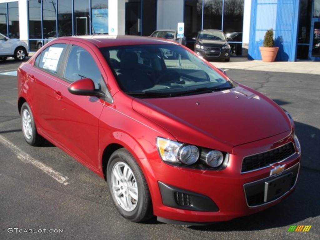 2012 Sonic LS Sedan - Crystal Red Tintcoat / Jet Black/Dark Titanium photo #2