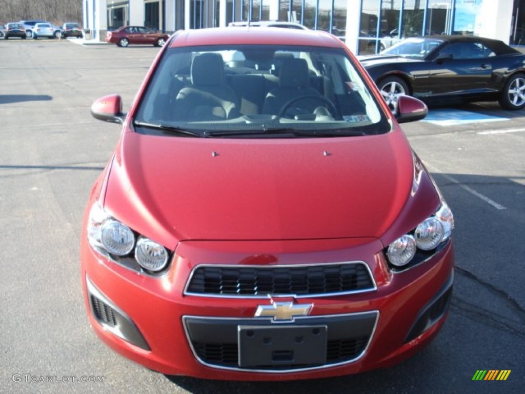 2012 Sonic LS Sedan - Crystal Red Tintcoat / Jet Black/Dark Titanium photo #3