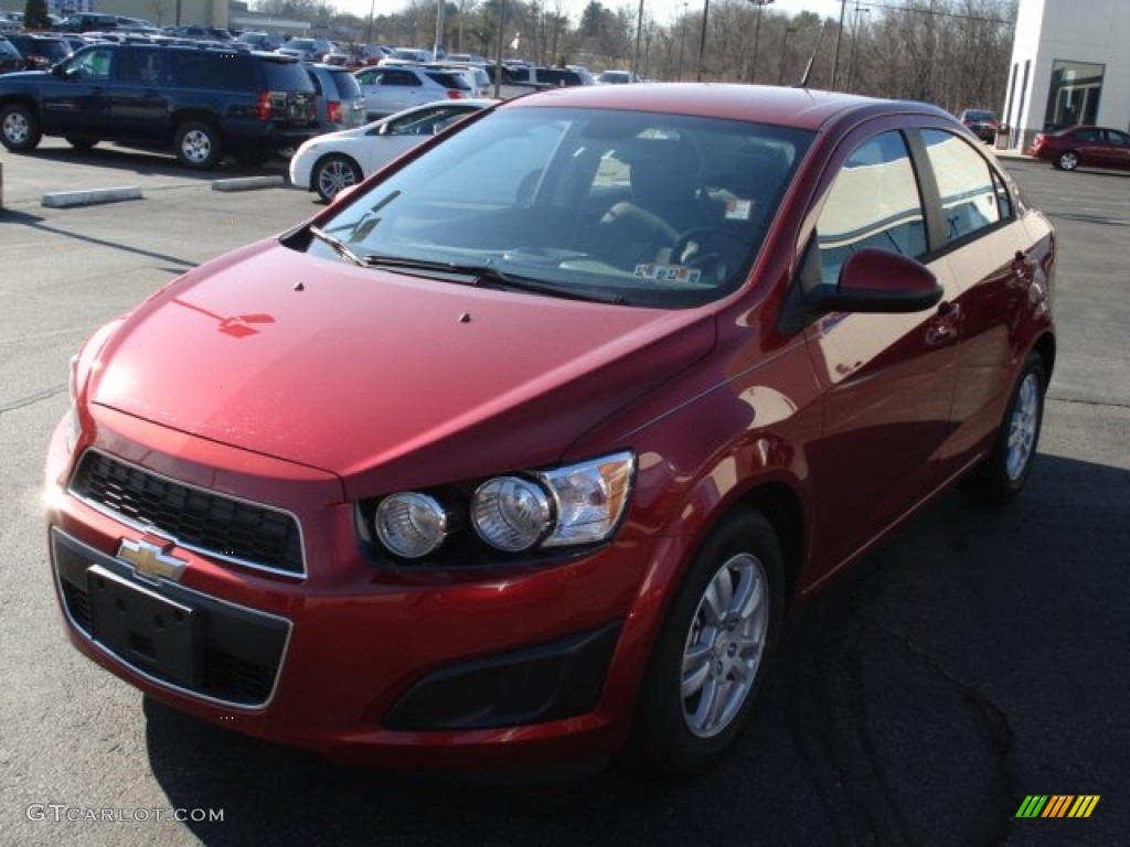 2012 Sonic LS Sedan - Crystal Red Tintcoat / Jet Black/Dark Titanium photo #4