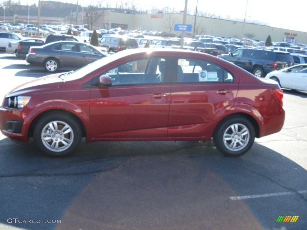 2012 Sonic LS Sedan - Crystal Red Tintcoat / Jet Black/Dark Titanium photo #5