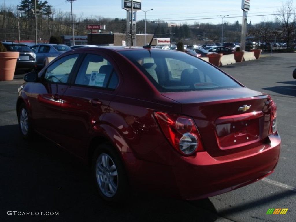 2012 Sonic LS Sedan - Crystal Red Tintcoat / Jet Black/Dark Titanium photo #6