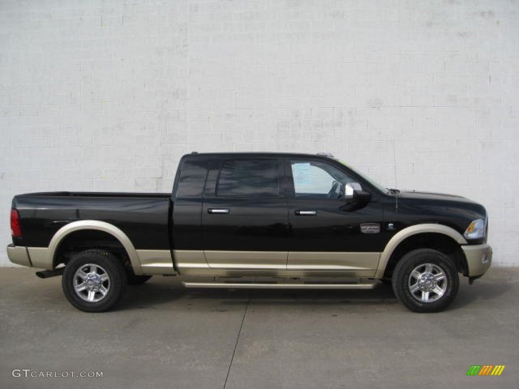 Brilliant Black Crystal Pearl 2011 Dodge Ram 2500 HD Laramie Longhorn Mega Cab 4x4 Exterior Photo #60579331