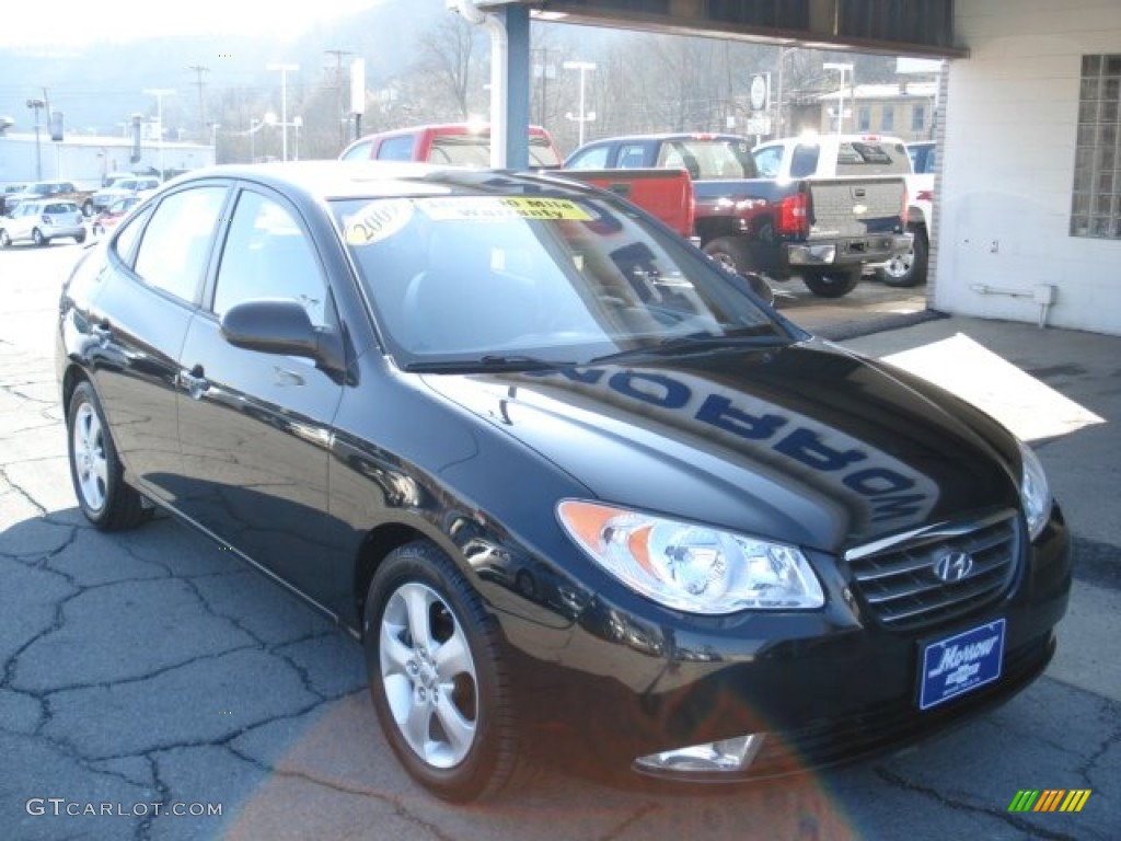 2009 Elantra SE Sedan - Black Pearl / Gray photo #2