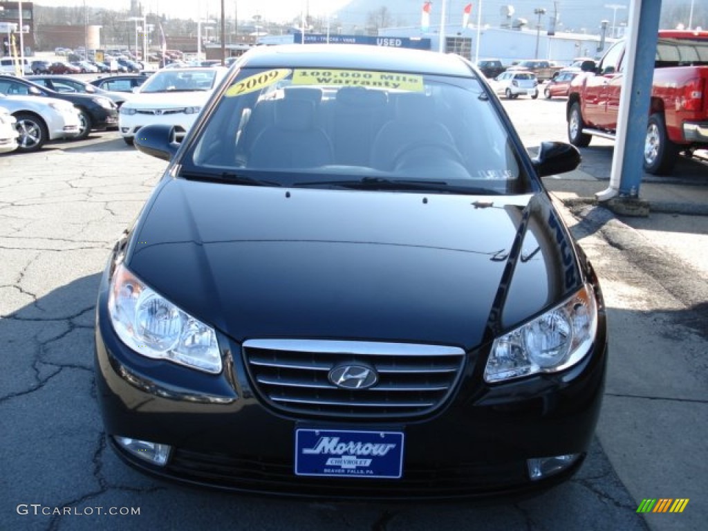 2009 Elantra SE Sedan - Black Pearl / Gray photo #3