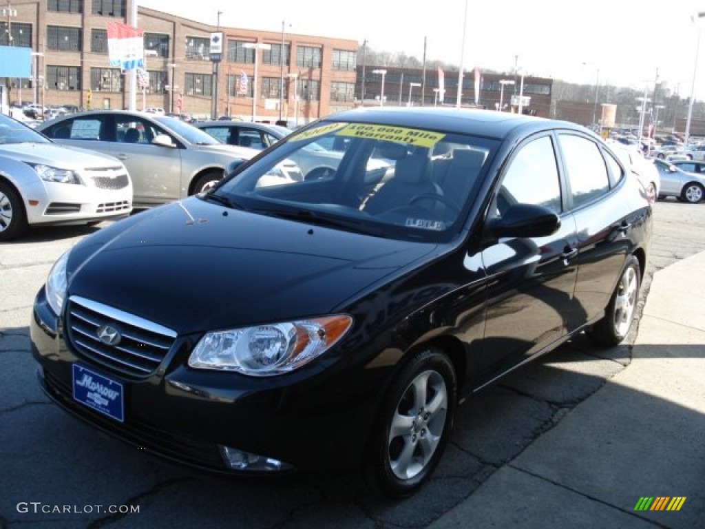 2009 Elantra SE Sedan - Black Pearl / Gray photo #4