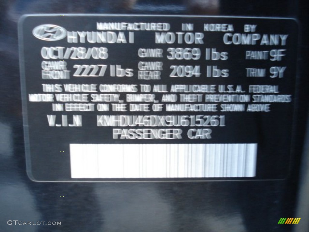 2009 Elantra SE Sedan - Black Pearl / Gray photo #25