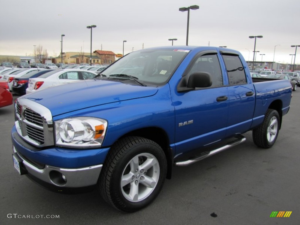 2008 Ram 1500 Big Horn Edition Quad Cab 4x4 - Electric Blue Pearl / Medium Slate Gray photo #3