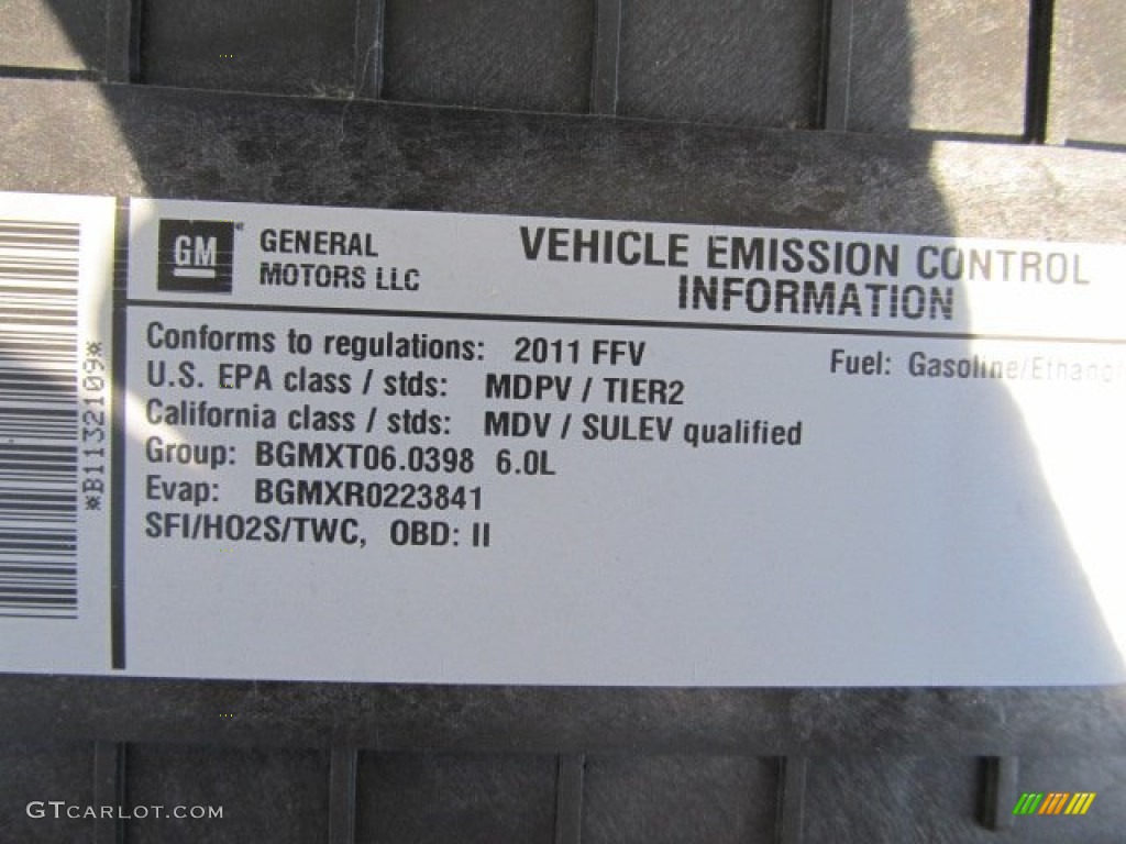2011 Chevrolet Express LT 3500 Passenger Van Info Tag Photo #60592603