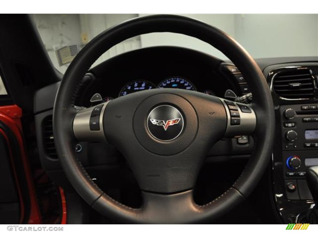 2011 Chevrolet Corvette Coupe Ebony Black Steering Wheel Photo #60593928