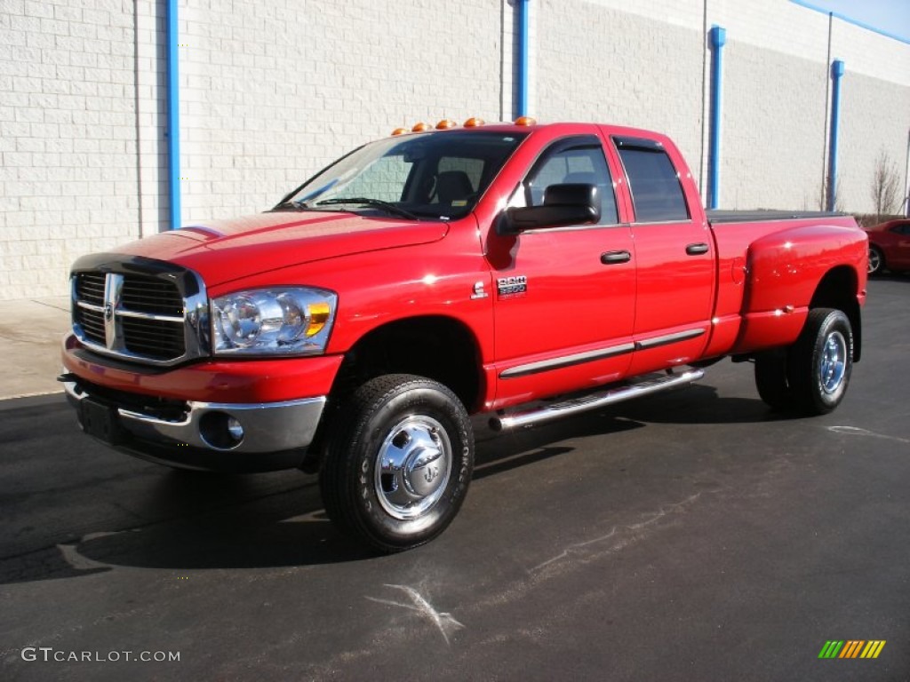 2007 Ram 3500 SLT Quad Cab 4x4 Dually - Flame Red / Medium Slate Gray photo #2