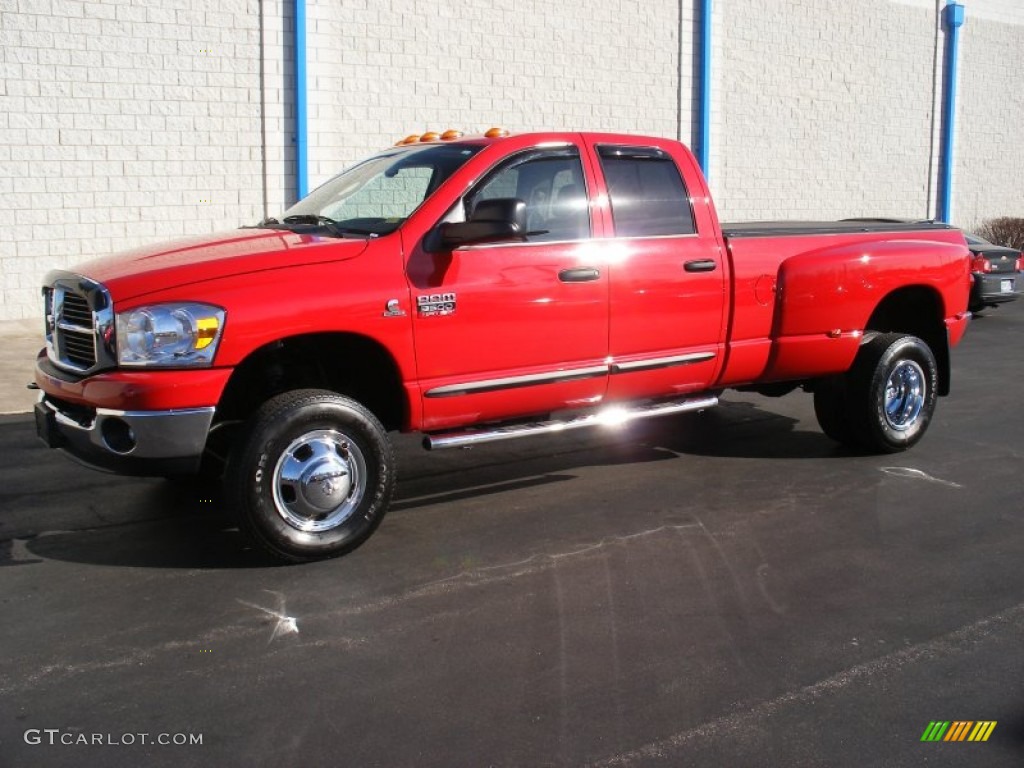 2007 Ram 3500 SLT Quad Cab 4x4 Dually - Flame Red / Medium Slate Gray photo #3