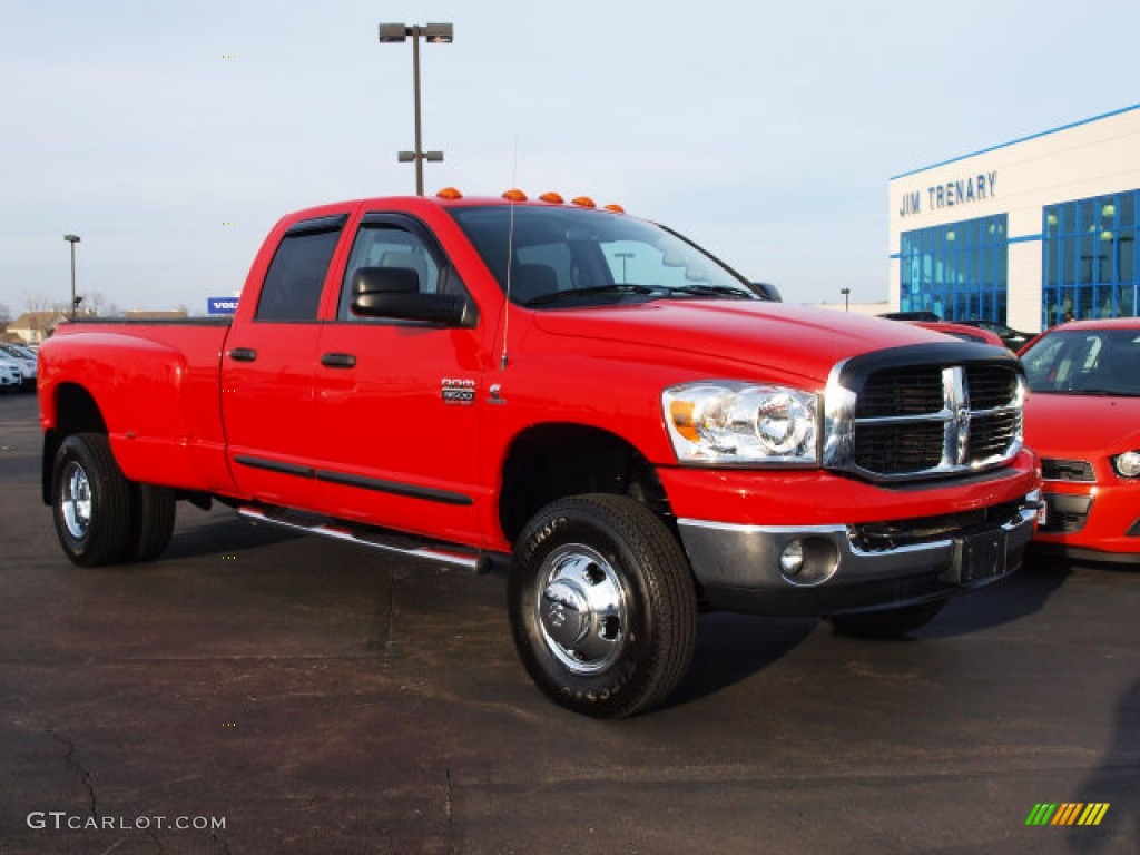 2007 Ram 3500 SLT Quad Cab 4x4 Dually - Flame Red / Medium Slate Gray photo #4