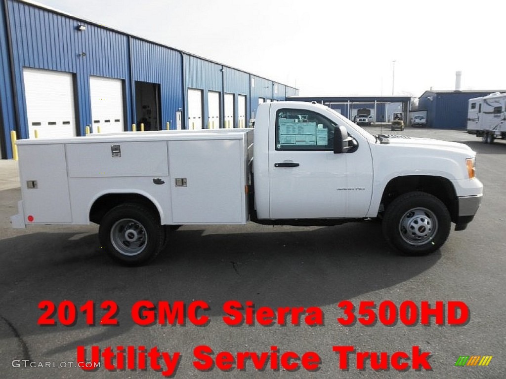2012 Sierra 3500HD Regular Cab Dually Utility Truck - Summit White / Dark Titanium photo #1