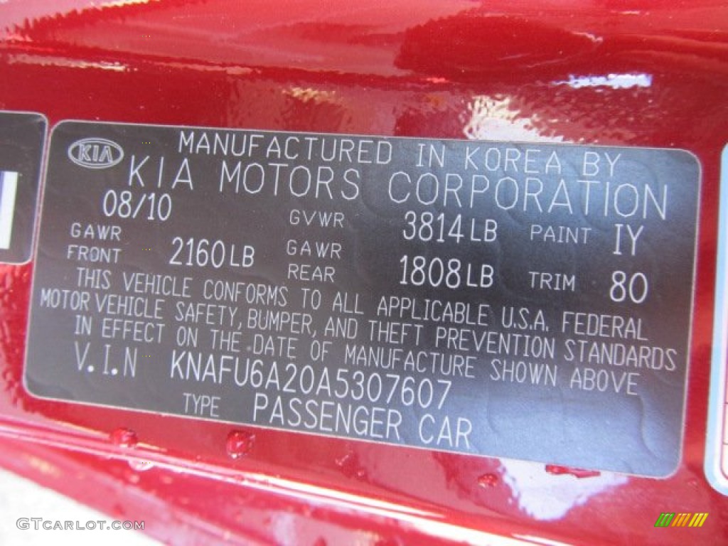 2010 Forte Koup Color Code IY for Spicy Red Photo #60610776