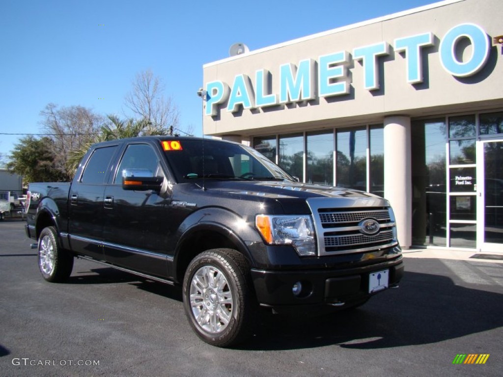 2010 F150 Platinum SuperCrew 4x4 - Tuxedo Black / Sienna Brown Leather/Black photo #2