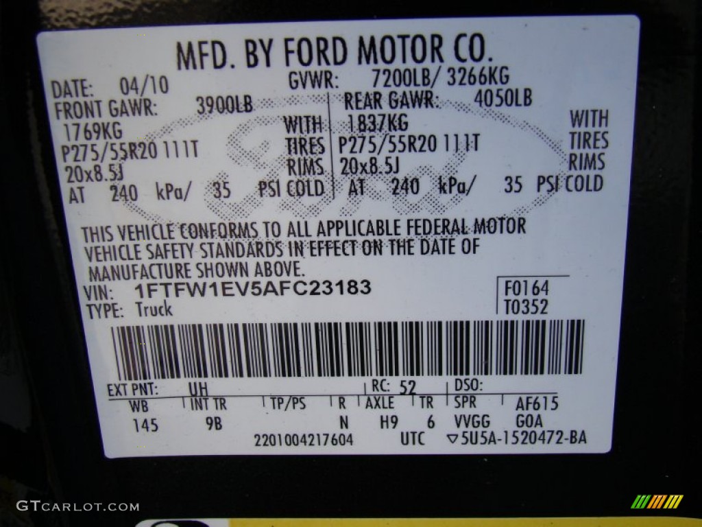 2010 F150 Color Code UH for Tuxedo Black Photo #60614129