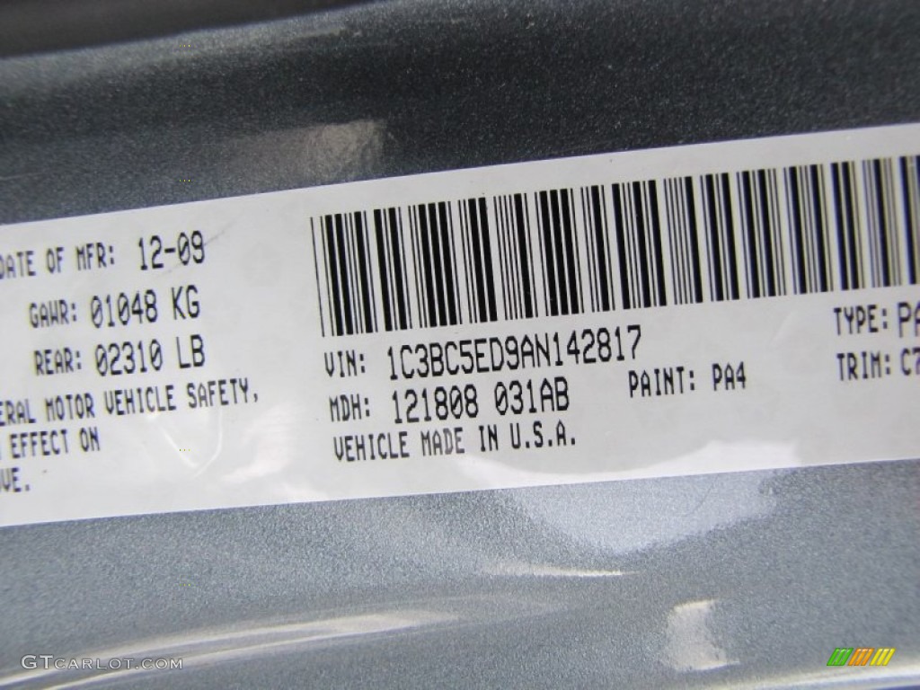 2010 Sebring Color Code PA4 for Silver Steel Metallic Photo #60615740