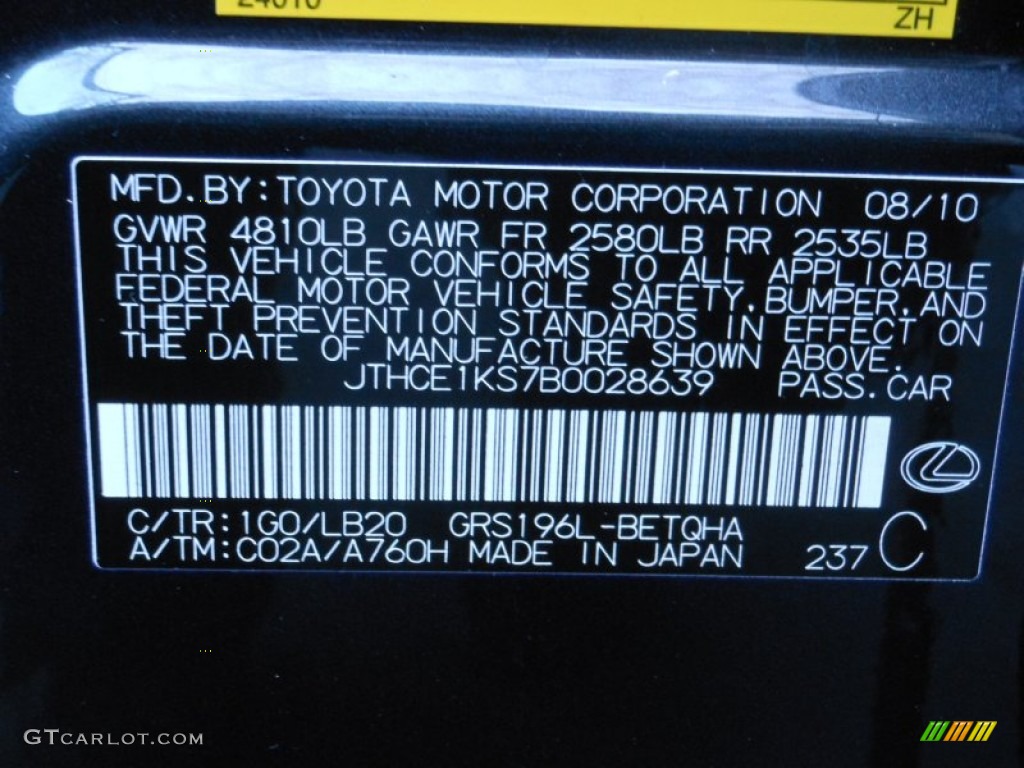 2011 GS Color Code 1G0 for Smokey Granite Mica Photo #60618546