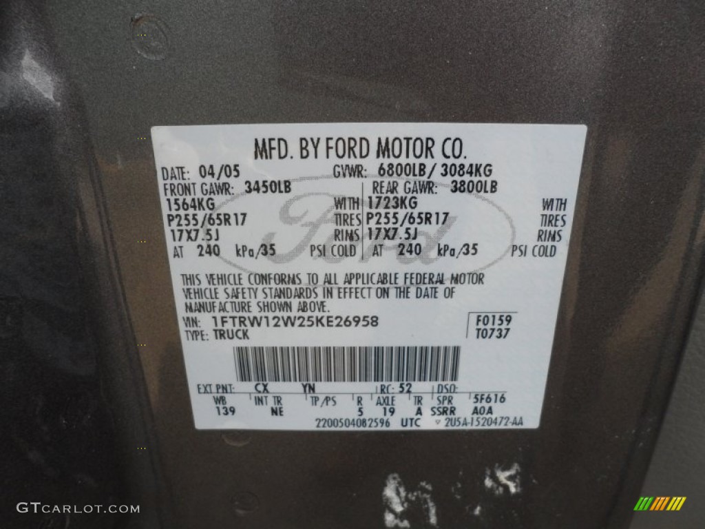 2005 F150 XLT SuperCrew - Dark Shadow Grey Metallic / Medium Flint/Dark Flint Grey photo #38