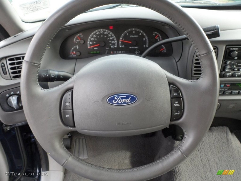 2003 Ford F150 Lariat SuperCrew Medium Graphite Grey Steering Wheel Photo #60621026