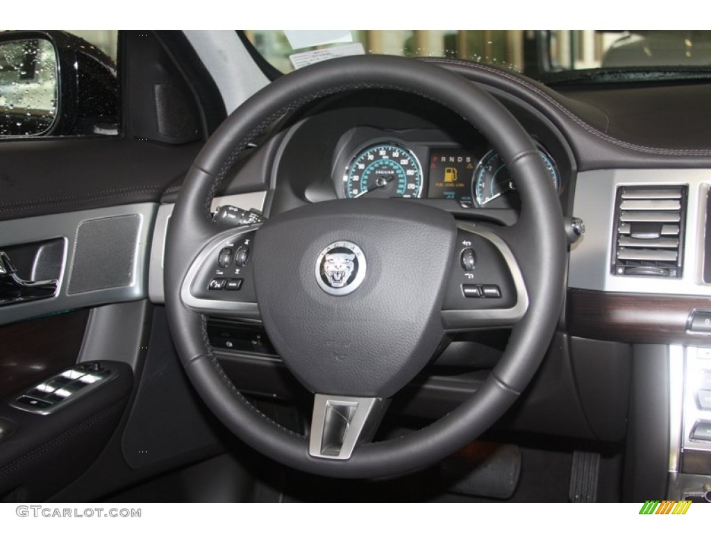 2012 Jaguar XF Standard XF Model Warm Charcoal/Warm Charcoal Steering Wheel Photo #60625621