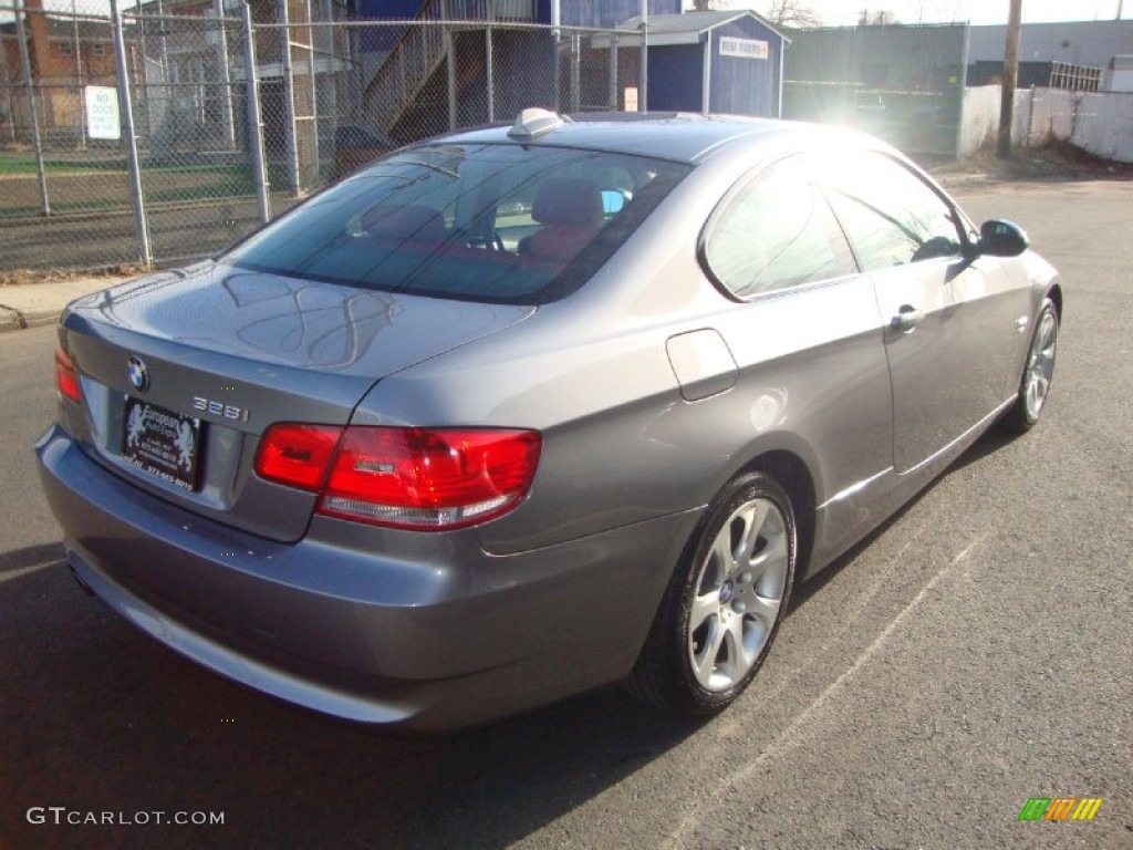 2009 3 Series 328xi Coupe - Space Grey Metallic / Coral Red/Black Dakota Leather photo #4