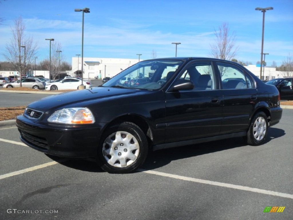 1998 Civic LX Sedan - Flamenco Black Pearl / Gray photo #1