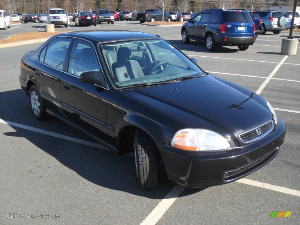1998 Civic LX Sedan - Flamenco Black Pearl / Gray photo #2