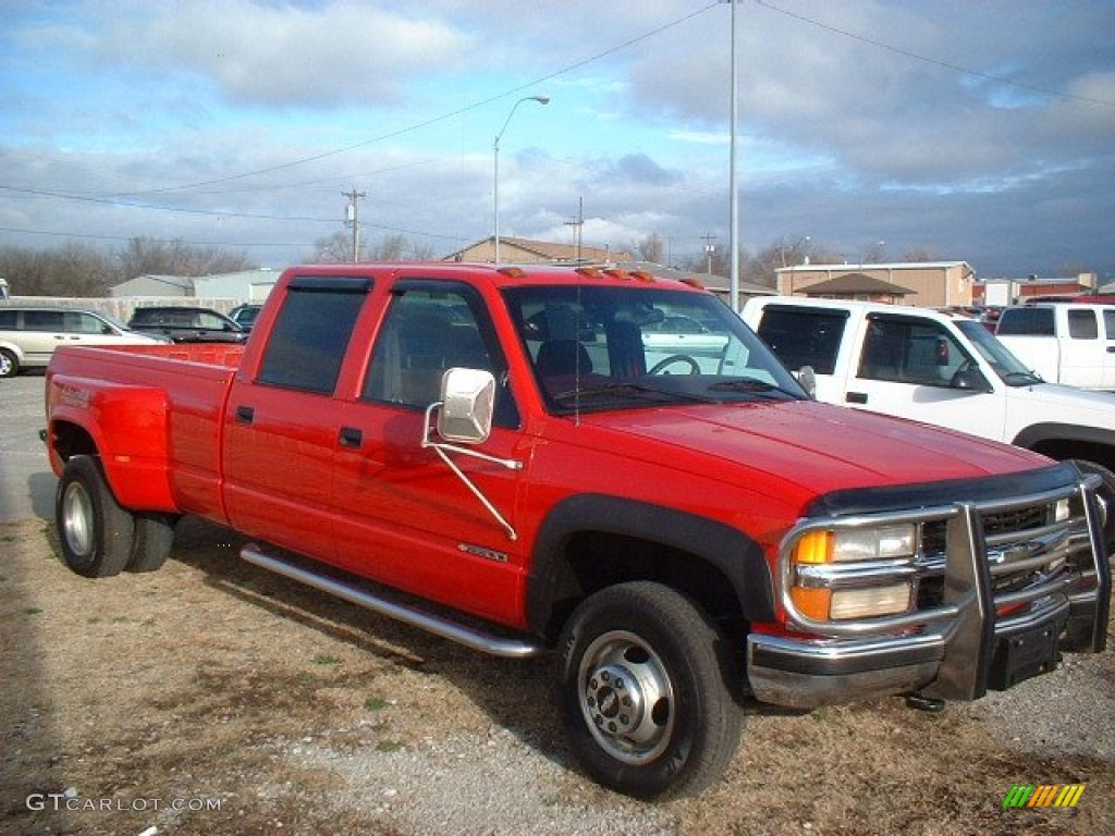 1998 C/K 3500 K3500 Silverado Crew Cab 4x4 Dually - Victory Red / Red photo #3
