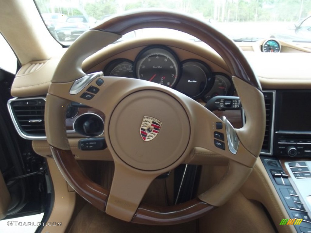 2010 Porsche Panamera Turbo Cognac/Cedar Natural Leather Steering Wheel Photo #60626895