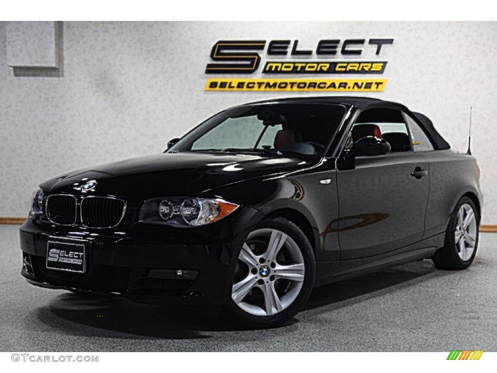 2008 1 Series 128i Convertible - Jet Black / Coral Red photo #1