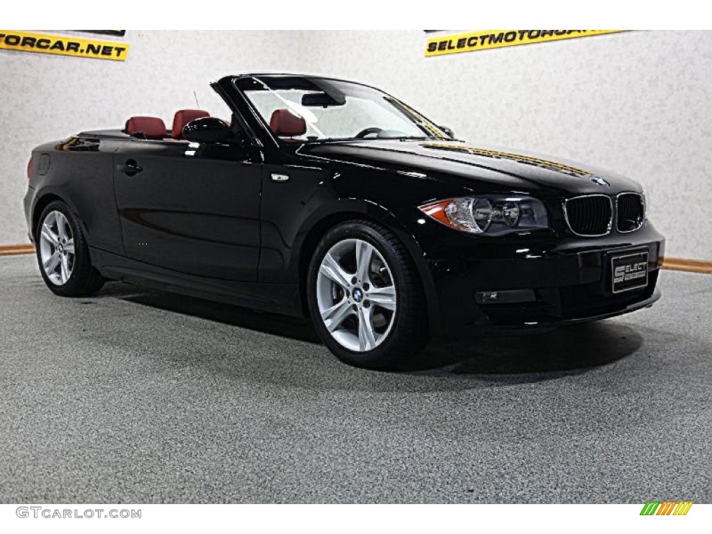 2008 1 Series 128i Convertible - Jet Black / Coral Red photo #3