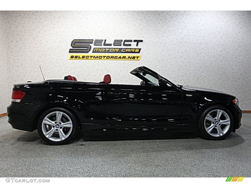 2008 1 Series 128i Convertible - Jet Black / Coral Red photo #4